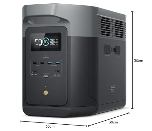 EcoFlow DELTA 2 Max Powerstation 2048Wh, erweiterbar bis 6kWh, 3000W Ausgangsleistung, 80% Ladung in 1h, Solargenerator für Zuhause & Camping